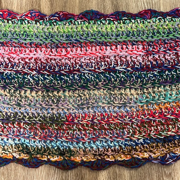 Vintage handmade crocheted afghan blanket bed throw 64 x 23 Inches - Picture 9 of 13